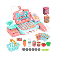 Kids pretend play set fruit shopping toy cashier with microphone